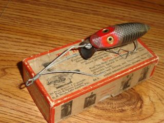 Vintage Fishing Lure Heddon No Snag River Runt N9110xrs Silver Shore W/box 1941