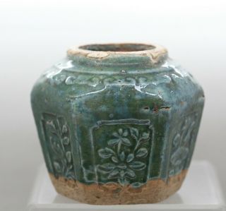 Fantastic Antique Chinese Green Drip Glaze Ceramic Pickle Pot Circa 1800s
