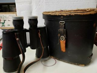 Tasco Binoculars Antique In Leather Carrier