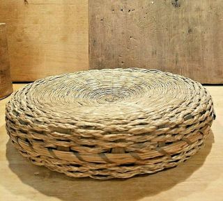 Antique Sweetgrass Sewing Basket With Covered Lid Item
