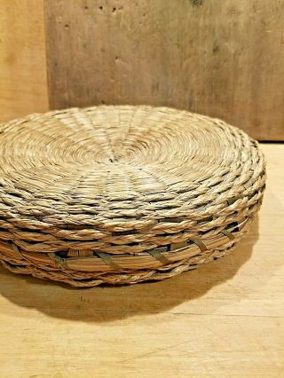ANTIQUE SWEETGRASS SEWING BASKET WITH COVERED LID ITEM 3