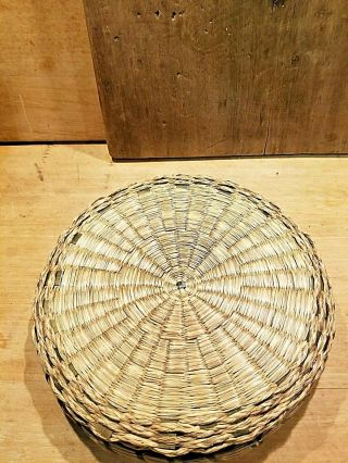 ANTIQUE SWEETGRASS SEWING BASKET WITH COVERED LID ITEM 5