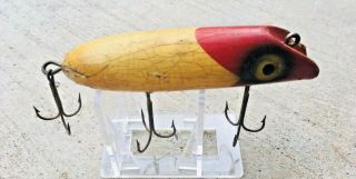 South Bend Bass Oreno Fishing Lure Bait Tackle 3.  75 " Red White Vintage