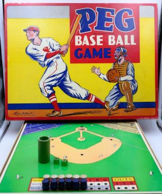 Antique All Star 1936 Peg Baseball Board Game.  Parker Brothers Complete