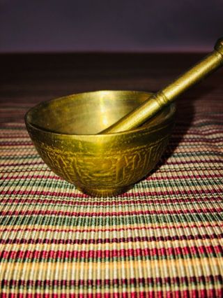 Vintage Solid Brass 1.  5” tall Mortar and Pestle 2.  75” Apothecary,  Herbs 2