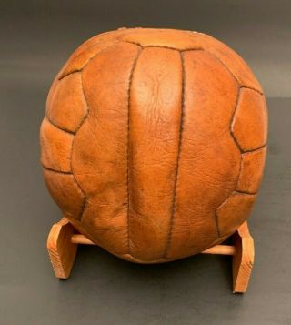 Early Vintage Circa 1930 ' s 18 Paneled Leather Laced Soccer Ball All 3