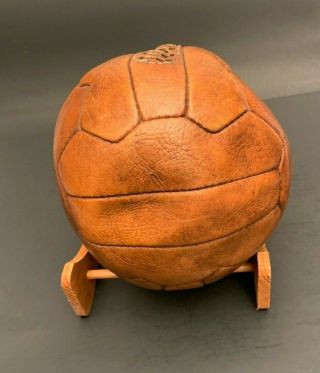 Early Vintage Circa 1930 ' s 18 Paneled Leather Laced Soccer Ball All 4