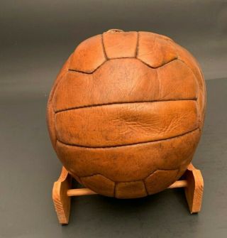 Early Vintage Circa 1930 ' s 18 Paneled Leather Laced Soccer Ball All 5