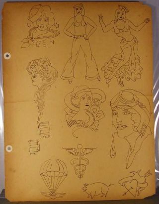 Vintage 1940s Tattoo Flash From Pensacola Florida Tattoo Parlor 10