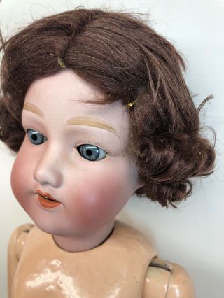 22” Antique Nippon Porcelain Head & Composition Body Repainted Jointed Sleep Eye 6