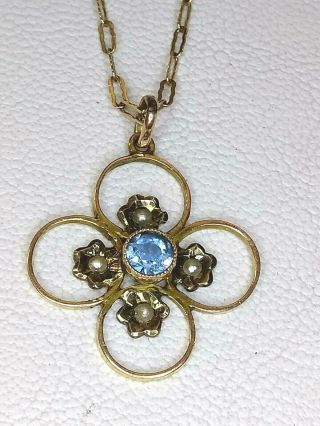 Antique 9ct Gold Pendant On Unusual 9ct Chain
