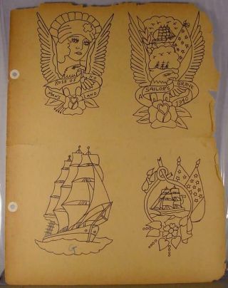 Vintage 1940s Tattoo Flash From Pensacola Florida Tattoo Parlor 7