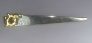 Swank Wood Hand Saw Cutting Blade Carpenter Tool Vintage Tie Bar Clip Dd - 1e