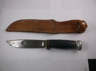 Vintage Marbles 9 " Knife Gladstone Mich U.  S.  A.  4 7/8 " Fixed Blade W/ Sheath