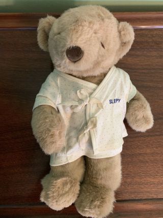 Vintage " Sleepy " Teddy Bear By North American Bear Co.  1985 W/ Pajamas