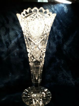 Vintage Antique American Brilliant Period Cut Glass 11.  5 " Vase