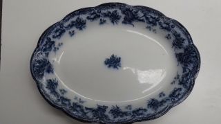Antique Victorian Wedgwood Flo Blue & White Meat Platter Plate Sybil Porcelain