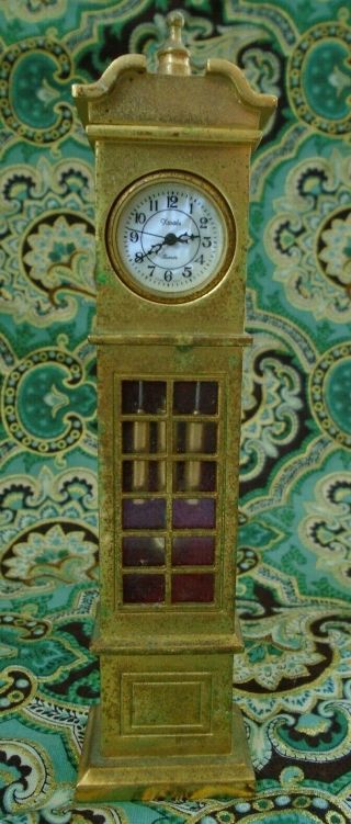 Vintage Xanadu Gold Tone Pearlized Face Grandfather Dollhouse Miniature Clock