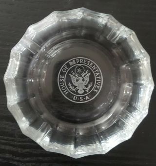 Crystal Ashtray With Etched Seal Of United States House Of Representatives