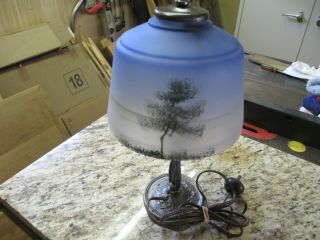 Antique Reverse Painted Lamp Shade