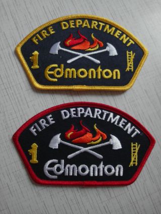Set:2 Patch Fire Department Edmonton Htf Shoulder Flash Canada