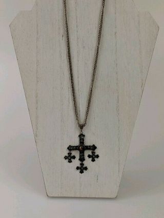 Antique Taxco Cross Pendant With Tiger Eye Marked 925 Sterling Silver Mexico JCB 5