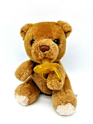Vintage Russ Berrie Baby Bibi Bear Cub Plush Stuffed Animal W/ Pacifier Paci 9 "