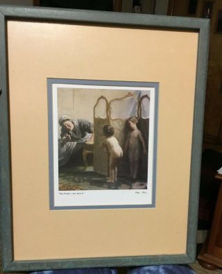 Paul Peel " Before The Bath " Vintage Art Print Litho Framed And Matted 15 X 12