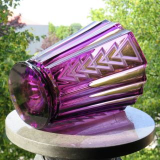 1930’s Val St Lambert - Luxval - Art Deco Amethyst Glass Vase - Rare Purple Colour - By
