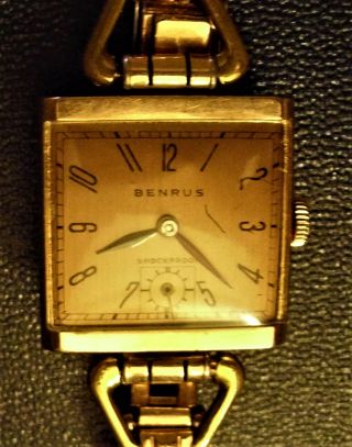 Vintage Benrus Rare Rose Gold Plate / Steel 17 Jewel Mens Watch W/bracelet