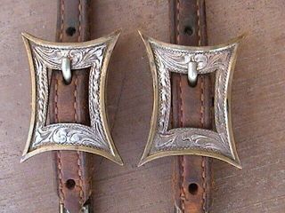 Unique Vintage Silver Buckle Loaded Show Horse Bridle Headstall Western Tack