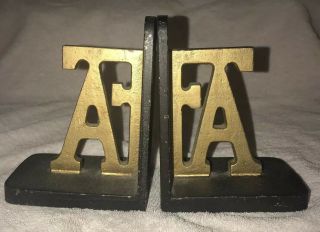 Vintage Antique Appalachian State University Nc Football Cast Iron Bookends