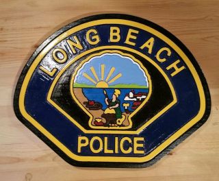 Police Department Long Beach 3d Routed Carved Plaque Wood Patch Sign Custom