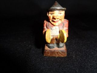 Miniature Antique Wood Carved Figurine 1 3/4 " Tall Anri?