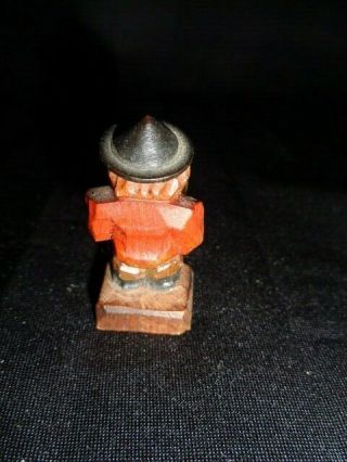 Miniature antique wood carved figurine 1 3/4 