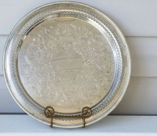 Vintage Wm.  Rogers Silver Plate Serving Tray 15 Inch Round 172