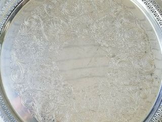 VINTAGE WM.  ROGERS SILVER PLATE SERVING TRAY 15 inch Round 172 2