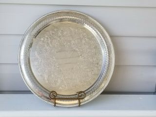 VINTAGE WM.  ROGERS SILVER PLATE SERVING TRAY 15 inch Round 172 3