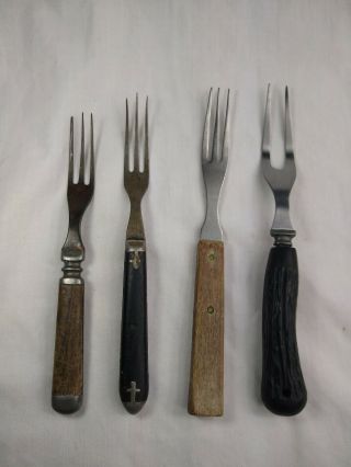 Vintage Granny 3 Prong Tine Forks Meat Flipping Turning Serving Antique