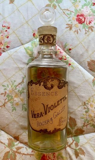 Antique Perfume Roger & Gallet Vera - Violetta Early 1900s Large Bottle 1/2 Full