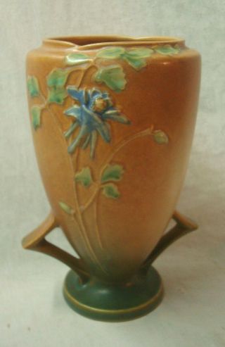 Antique C.  1940 Roseville Columbine 9 " Art Pottery Vase.  Cond Noresrv
