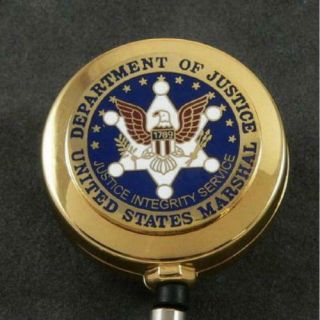Us Marshal Service Usms Seal Retractable Security Id Card Holder Badge Reel