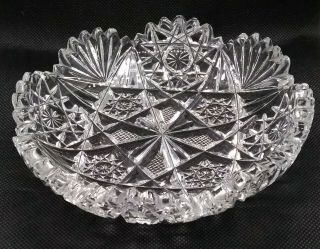 American Brilliant Cut Glass Stamped Hawkes Abp 6 " Round Candy Dish Antique