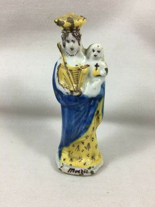 Antique French Statue Of Virgin Mary Marie Madona Holy Our Lady Of Grace Xix Th
