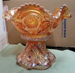 Antique 1910 Marigold Carnival Fashion Punch Bowl Set by Imperial Glass 2