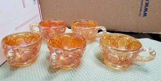 Antique 1910 Marigold Carnival Fashion Punch Bowl Set by Imperial Glass 7