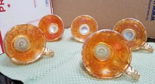 Antique 1910 Marigold Carnival Fashion Punch Bowl Set by Imperial Glass 8