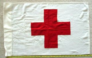 Vintage Paramount Flag Co.  Red Cross Flag - Leather Flagpole Tabs - 18 " X 26 "