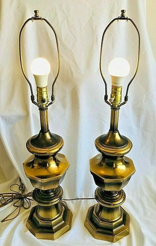 Vintage Polished Brass Mid Century Modern Table Lamps.