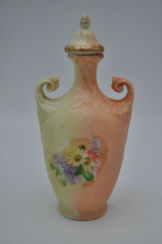 Antique Royal Saxe ES Germany Prussia Porcelain Vase Lidded Vase Floral Urn 2